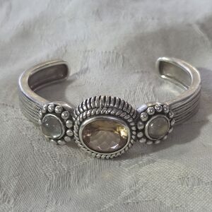 Stephen Dweck Citrine and Moonstone Cuff Bracelet in Sterling Silver